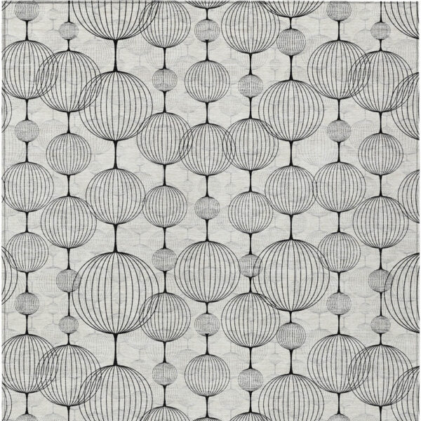8' X 10' Graphite Gray And Silver Geometric Washable Indoor Outdoor Area Rug