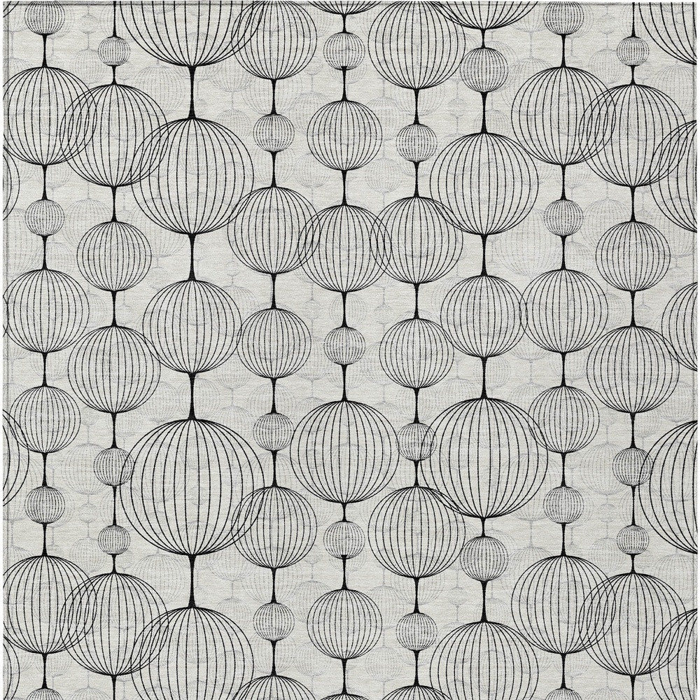 8' X 10' Graphite Gray And Silver Geometric Washable Indoor Outdoor Area Rug
