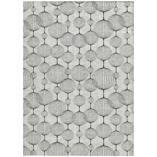 8' X 10' Graphite Gray And Silver Geometric Washable Indoor Outdoor Area Rug