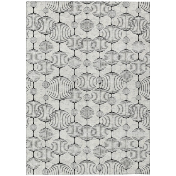 8' X 10' Graphite Gray And Silver Geometric Washable Indoor Outdoor Area Rug