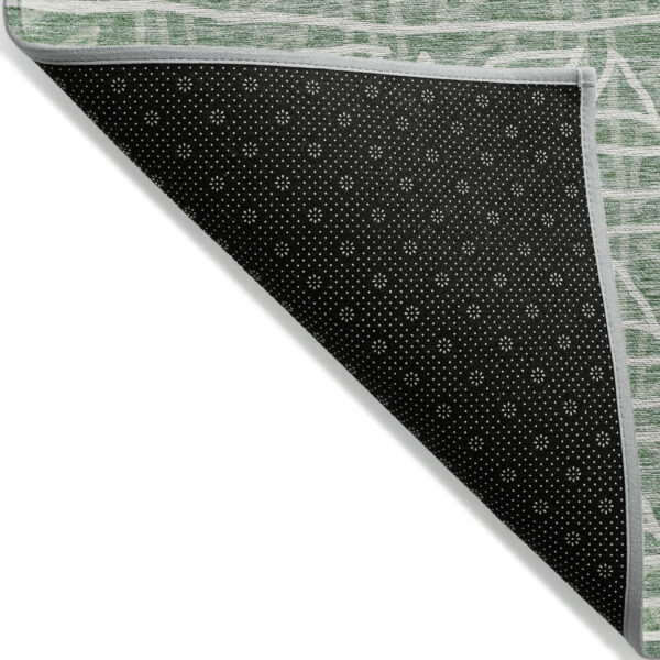 8' Sage Green And Ivory Round Geometric Washable Indoor Outdoor Area Rug