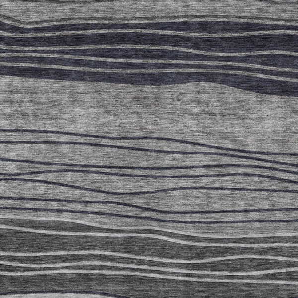 5' X 8' Gray Charcoal And Silver Striped Washable Indoor Outdoor Area Rug