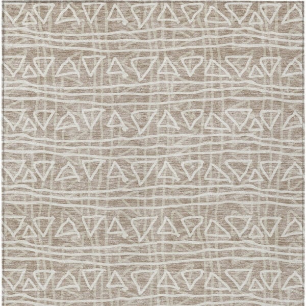 8' X 10' Taupe And Beige Geometric Washable Indoor Outdoor Area Rug