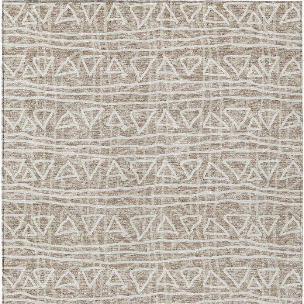 8' X 10' Taupe And Beige Geometric Washable Indoor Outdoor Area Rug