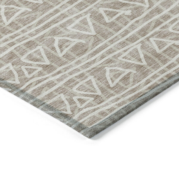8' X 10' Taupe And Beige Geometric Washable Indoor Outdoor Area Rug