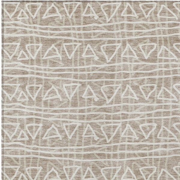 8' X 10' Taupe And Beige Geometric Washable Indoor Outdoor Area Rug