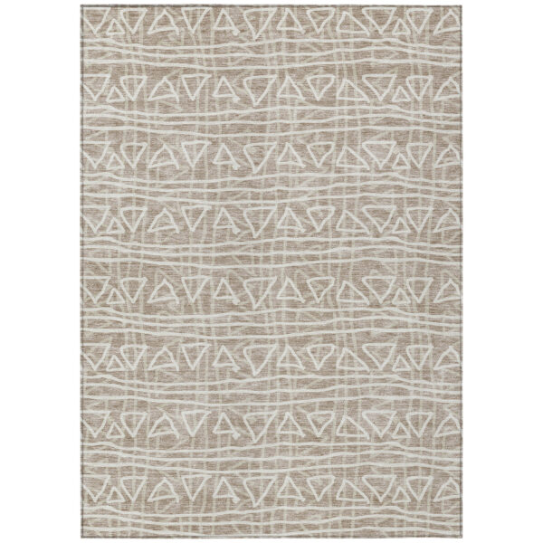 8' X 10' Taupe And Beige Geometric Washable Indoor Outdoor Area Rug