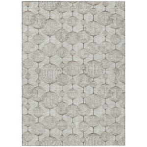 5' X 8' Beige And Brown Geometric Washable Indoor Outdoor Area Rug
