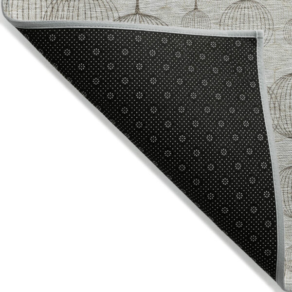 5' X 8' Beige And Brown Geometric Washable Indoor Outdoor Area Rug