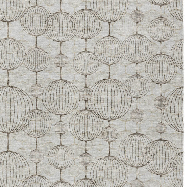 5' X 8' Beige And Brown Geometric Washable Indoor Outdoor Area Rug