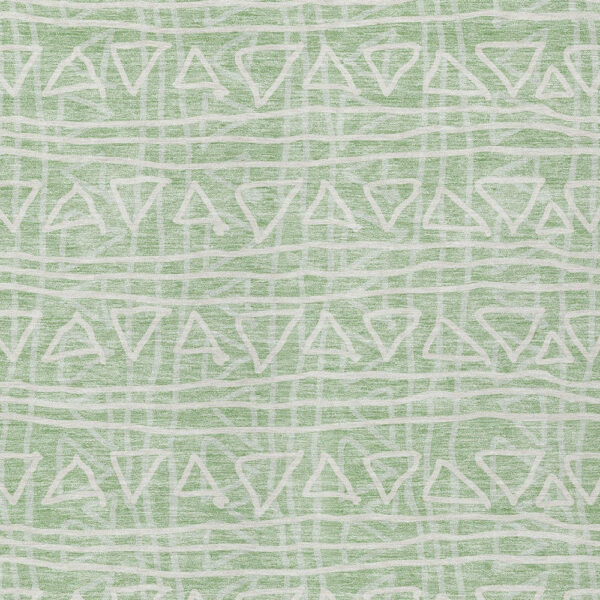 5' X 8' Mint Green Artichoke Green And Ivory Geometric Washable Indoor Outdoor Area Rug