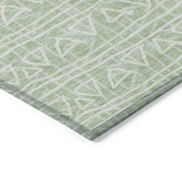 5' X 8' Mint Green Artichoke Green And Ivory Geometric Washable Indoor Outdoor Area Rug