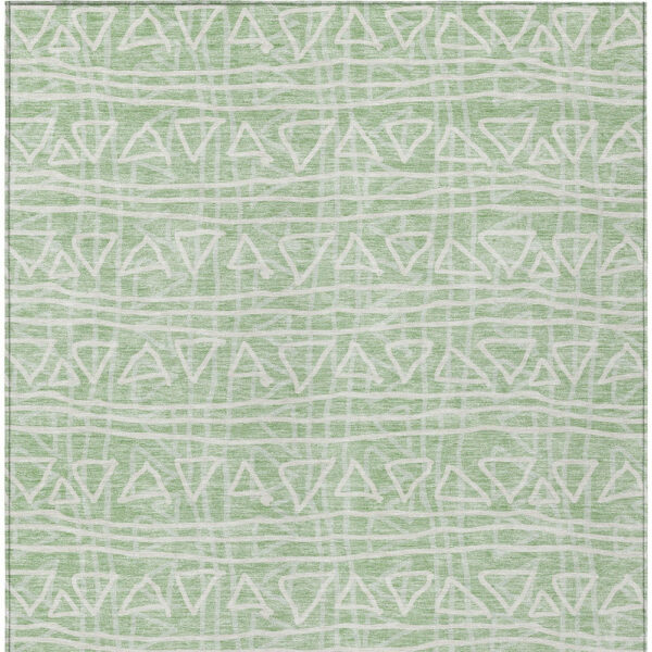 5' X 8' Mint Green Artichoke Green And Ivory Geometric Washable Indoor Outdoor Area Rug