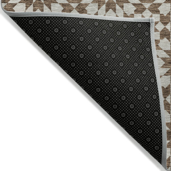 9' X 12' Chocolate Ivory And Gold Floral Medallion Washable Indoor Outdoor Area Rug