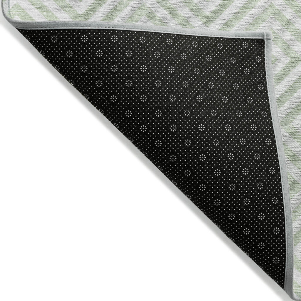 5' X 8' Mint Green Artichoke Green And Ivory Geometric Washable Indoor Outdoor Area Rug