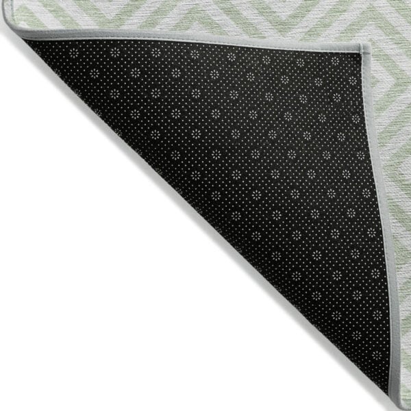 5' X 8' Mint Green Artichoke Green And Ivory Geometric Washable Indoor Outdoor Area Rug