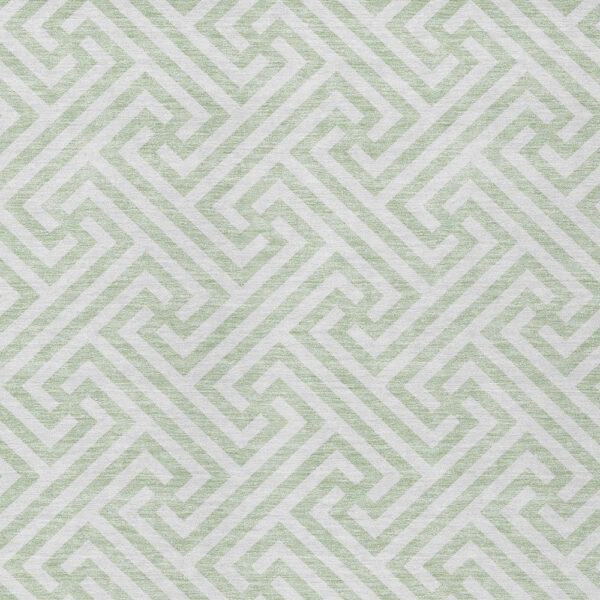 5' X 8' Mint Green Artichoke Green And Ivory Geometric Washable Indoor Outdoor Area Rug