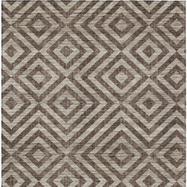 10' X 14' Brown Taupe And Beige Geometric Washable Indoor Outdoor Area Rug