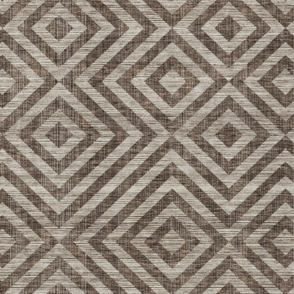 10' X 14' Brown Taupe And Beige Geometric Washable Indoor Outdoor Area Rug