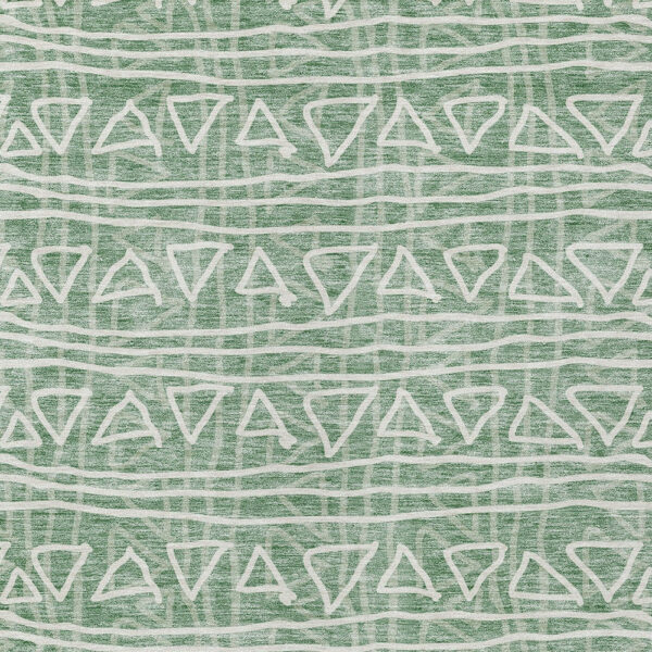 10' X 14' Sage Green And Ivory Geometric Washable Indoor Outdoor Area Rug