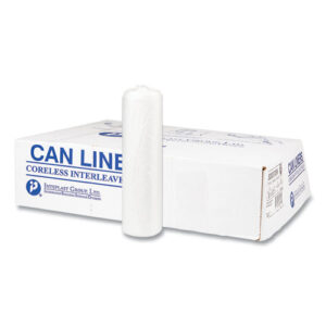 High-Density Commercial Can Liners, 30 gal, 8 mic, 30" x 37", Clear, Interleaved Roll, 25 Bags/Roll, 20 Rolls/Carton