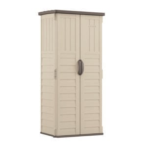 Vertical Storage Shed, 22 cu ft, 2 ft 8.25" x 2 ft 1.5" x 6 ft, Vanilla/Stoney