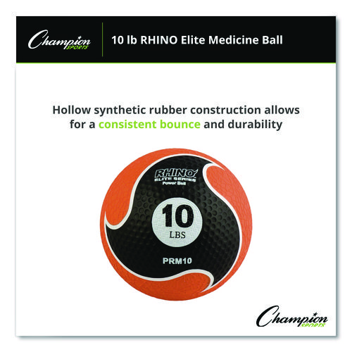 Rhino Elite Medicine Ball, 10 lb, Orange