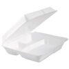 Foam Hinged Lid Container, 3 Compartments, 9.3 x 9.5 x 3, White, 100/Bag, 2 Bag/Carton