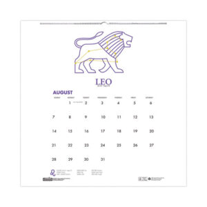 Recycled Academic Zodiac Wall Calendar, 11 x 14, Multicolor Sheets, 12-Month (Aug to July): 2024 to 2025