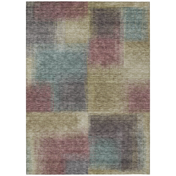 3' X 5' Beige Mauve And Brown Abstract Washable Indoor Outdoor Area Rug