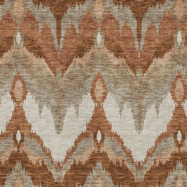 3' X 5' Orange Beige And Copper Ikat Washable Indoor Outdoor Area Rug