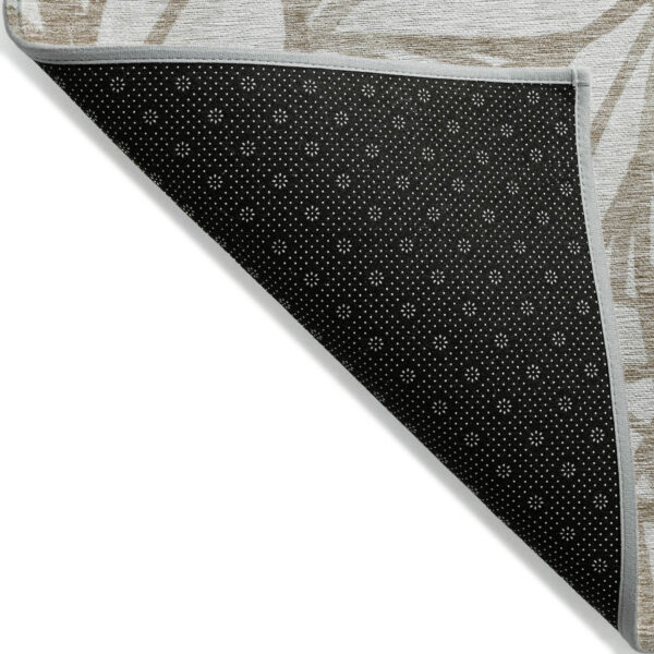 3' X 5' Beige And Brown Floral Washable Indoor Outdoor Area Rug