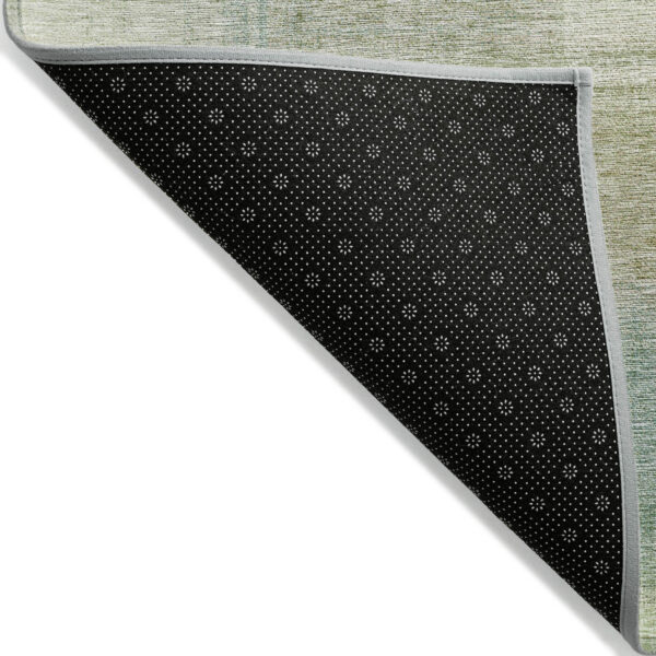 8' X 10' Artichoke Green And Beige Abstract Washable Indoor Outdoor Area Rug