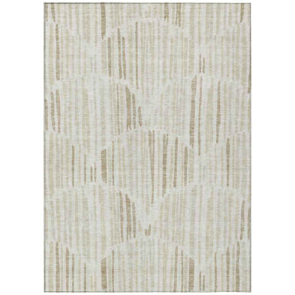 10' X 14' Ivory Beige And Taupe Abstract Washable Indoor Outdoor Area Rug