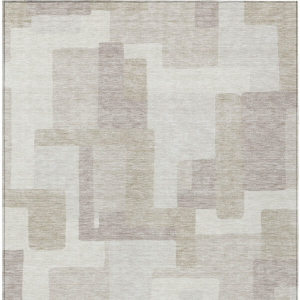 5' X 8' Beige Tan And Taupe Abstract Washable Indoor Outdoor Area Rug