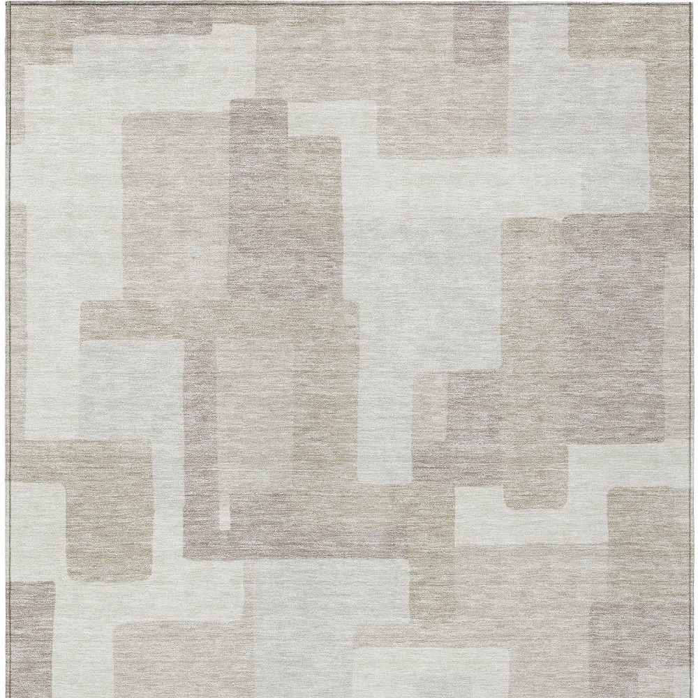 5' X 8' Beige Tan And Taupe Abstract Washable Indoor Outdoor Area Rug