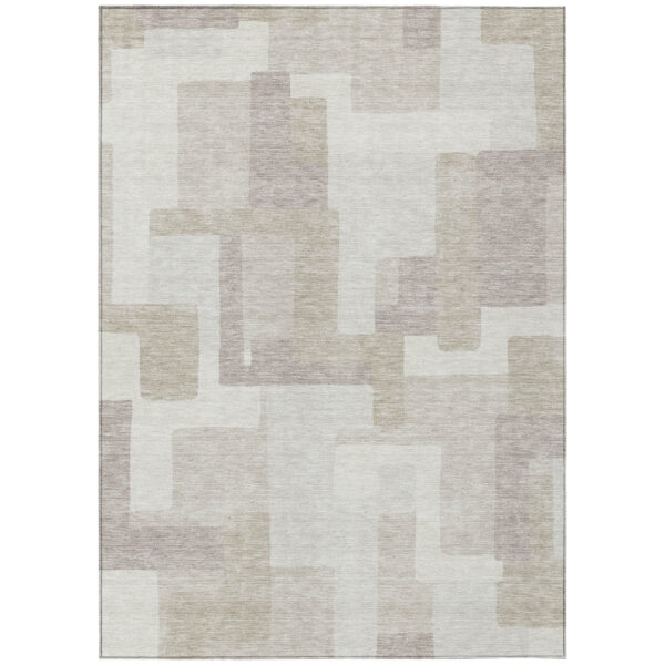 5' X 8' Beige Tan And Taupe Abstract Washable Indoor Outdoor Area Rug