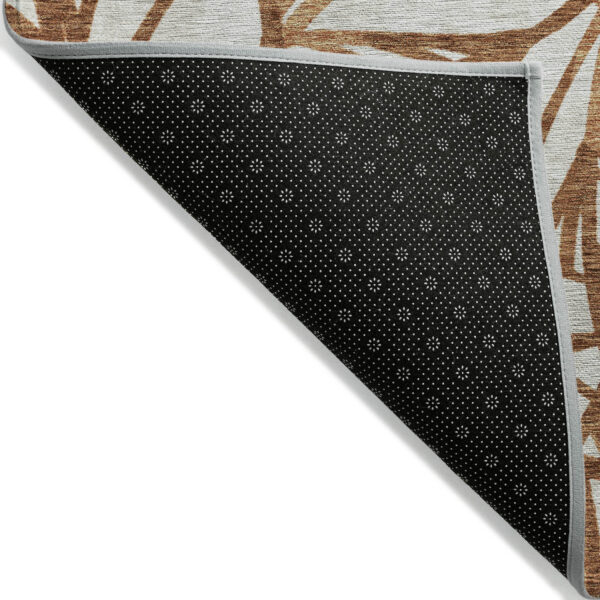 10' X 14' Orange Beige And Copper Floral Washable Indoor Outdoor Area Rug
