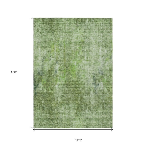10' X 14' Olive Green And Artichoke Green Abstract Washable Indoor Outdoor Area Rug