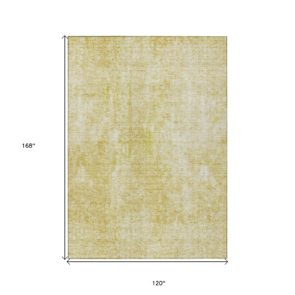 10' X 14' Gold Wheat And Ivory Abstract Washable Indoor Outdoor Area Rug