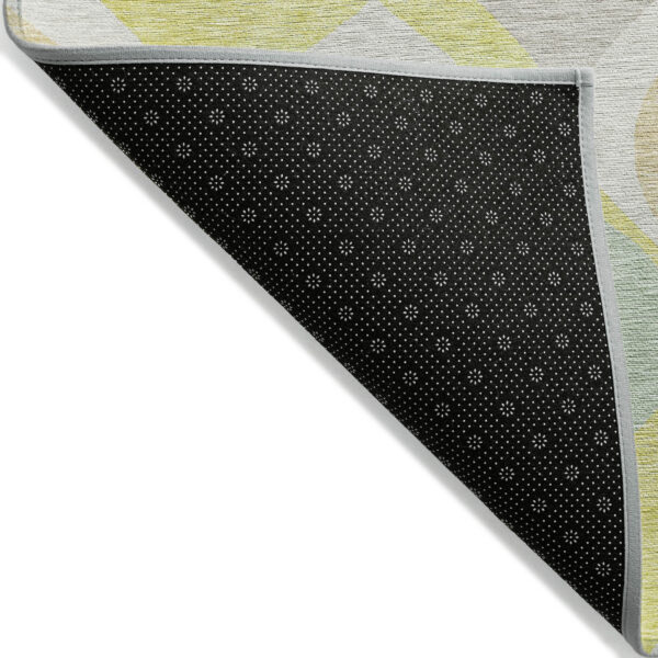 3' X 5' Yellow Mint Green And Beige Ogee Washable Indoor Outdoor Area Rug