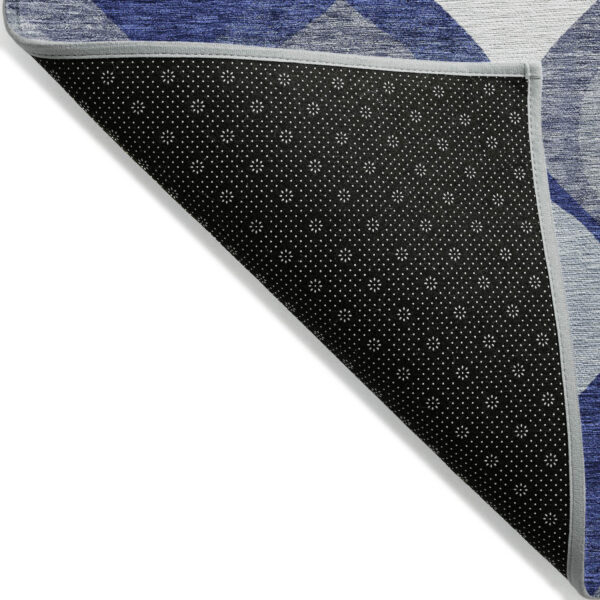 5' X 8' Navy Blue And Denim Blue Ogee Washable Indoor Outdoor Area Rug