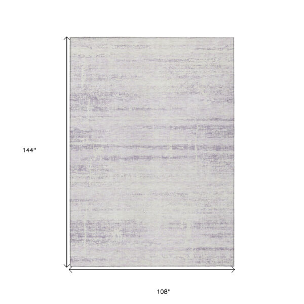 9' X 12' Lavender Purple And Ivory Abstract Washable Indoor Outdoor Area Rug