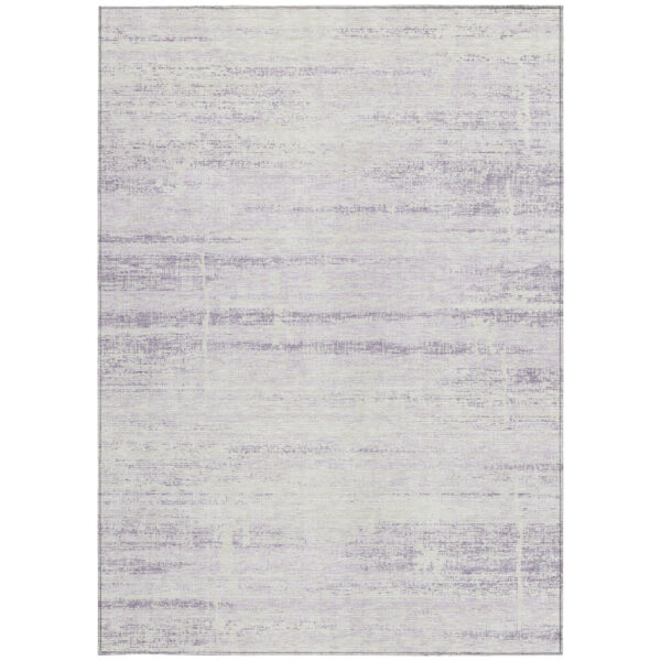9' X 12' Lavender Purple And Ivory Abstract Washable Indoor Outdoor Area Rug