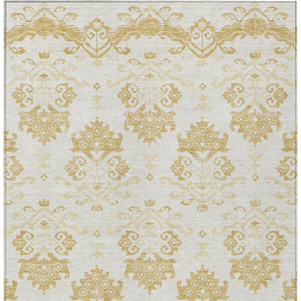 3' X 5' Gold Beige And Wheat Oriental Washable Indoor Outdoor Area Rug