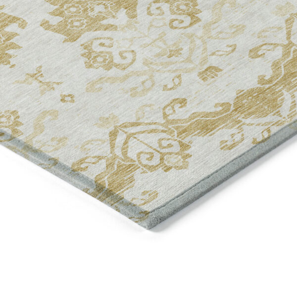 3' X 5' Gold Beige And Wheat Oriental Washable Indoor Outdoor Area Rug