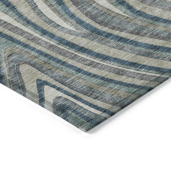 8' X 10' Teal Blue Gray And Taupe Abstract Washable Indoor Outdoor Area Rug