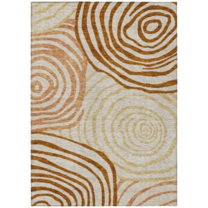 3' X 5' Terra Cotta Copper And Gold Abstract Washable Indoor Outdoor Area Rug