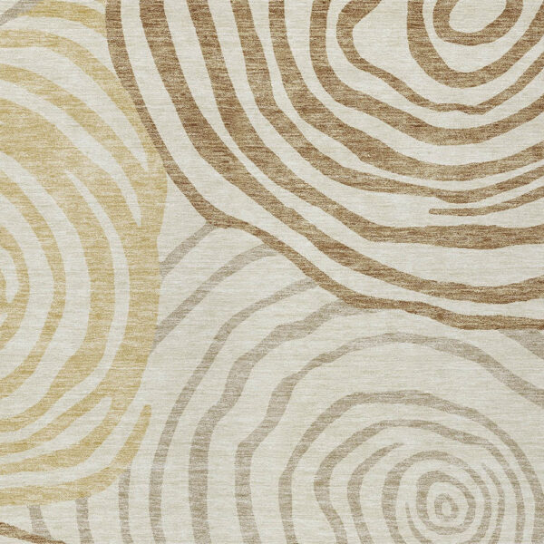 3' X 5' Gold Ivory And Beige Abstract Washable Indoor Outdoor Area Rug