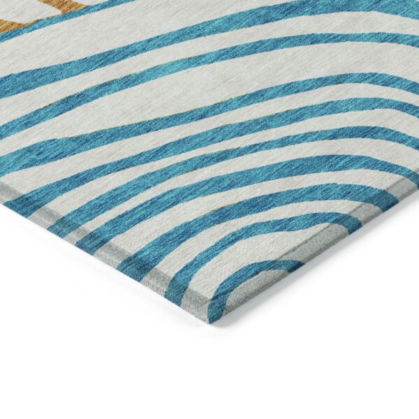 10' X 14' White Orange And Teal Blue Abstract Washable Indoor Outdoor Area Rug